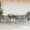 Ensemble à manger jardin coussins 5 pcs gris poly rotin verre 514973514973