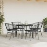 Ensemble à manger de jardin et coussins 5 pcs noir rotin verre 514979514979