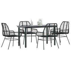 Ensemble à manger de jardin 5 pcs noir résine tressée verre 514980514980
