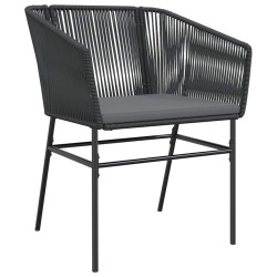Ensemble à manger de jardin et coussins 5 pcs noir rotin verre 514981514981