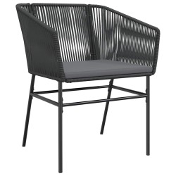 Ensemble à manger de jardin et coussins 5 pcs noir rotin verre 514982514982