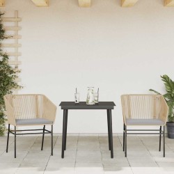 Ensemble à manger jardin coussins 3pcs marron poly rotin verre 514984514984
