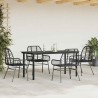 Ensemble à manger de jardin 5 pcs noir résine tressée verre 514985514985