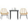 Ensemble à manger de jardin 3pcs marron résine tressée verre 514986514986