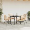 Ensemble à manger jardin 5pcs marron poly rotin verre 514987514987