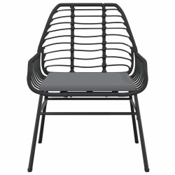 Ensemble à manger de jardin et coussins 3 pcs noir rotin verre 514990514990