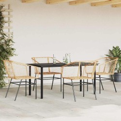 Ensemble à manger jardin 5pcs marron poly rotin verre 514991514991