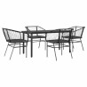 Ensemble à manger de jardin et coussins 5 pcs noir rotin verre 515006515006