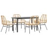 Ensemble à manger jardin coussins 5pcs marron poly rotin verre 515021515021