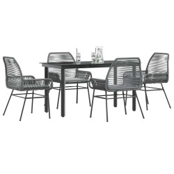 Ensemble à manger jardin coussins 5 pcs gris poly rotin verre 515024515024