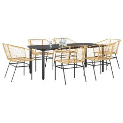Ensemble à manger jardin 7pcs marron rpoly otin verre 515027515027