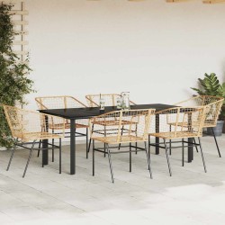 Ensemble à manger jardin 7pcs marron rpoly otin verre 515027515027