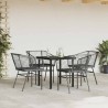 Ensemble à manger de jardin et coussins 5 pcs noir rotin verre 515029515029