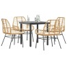 Ensemble à manger jardin coussins 5pcs marron poly rotin verre 515031515031