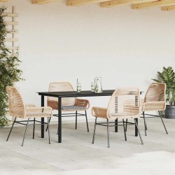 Ensemble à manger jardin coussins 5pcs marron poly rotin verre 515033515033