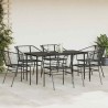 Ensemble à manger de jardin 7pcs noir poly rotin verre 515034515034