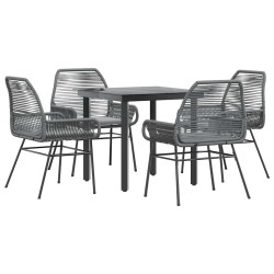 Ensemble à manger jardin coussins 5 pcs gris poly rotin verre 515036515036