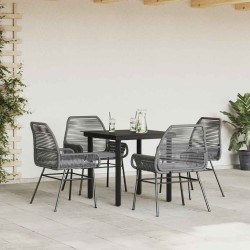Ensemble à manger jardin coussins 5 pcs gris poly rotin verre 515036515036