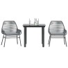 Ensemble à manger jardin coussins 3 pcs gris poly rotin verre 515037515037