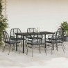 Ensemble à manger de jardin coussins 7pcs noir poly rotin verre 515039515039