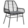 Ensemble à manger de jardin coussins 7pcs noir poly rotin verre 515039515039