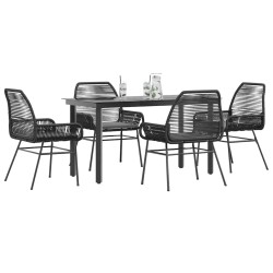 Ensemble à manger de jardin et coussins 5 pcs noir rotin verre 515042515042