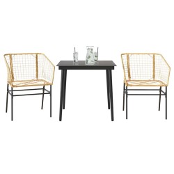 Ensemble à manger de jardin 3pcs marron résine tressée verre 515043515043