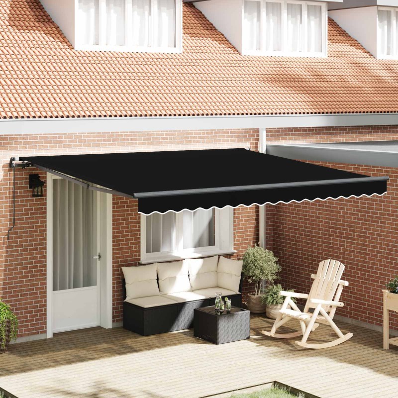 Auvent Rétractable Noir 400 × 300 cm Polyester et Acier 515048515048