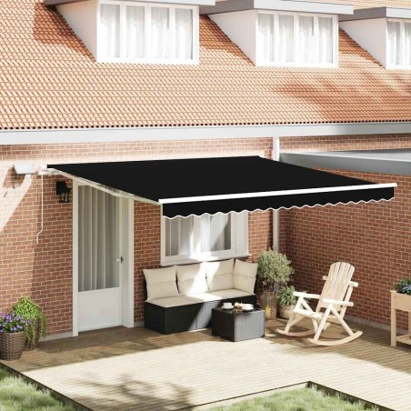 Auvent Rétractable Noir 400 × 300 cm Tissu et acier 515053515053