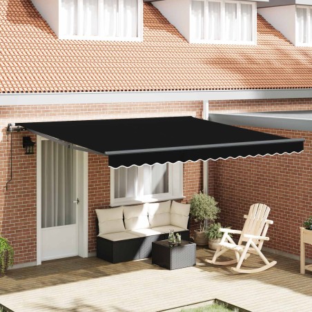 Auvent Rétractable Noir 400 × 300 cm Tissu et Aluminium 515064515064