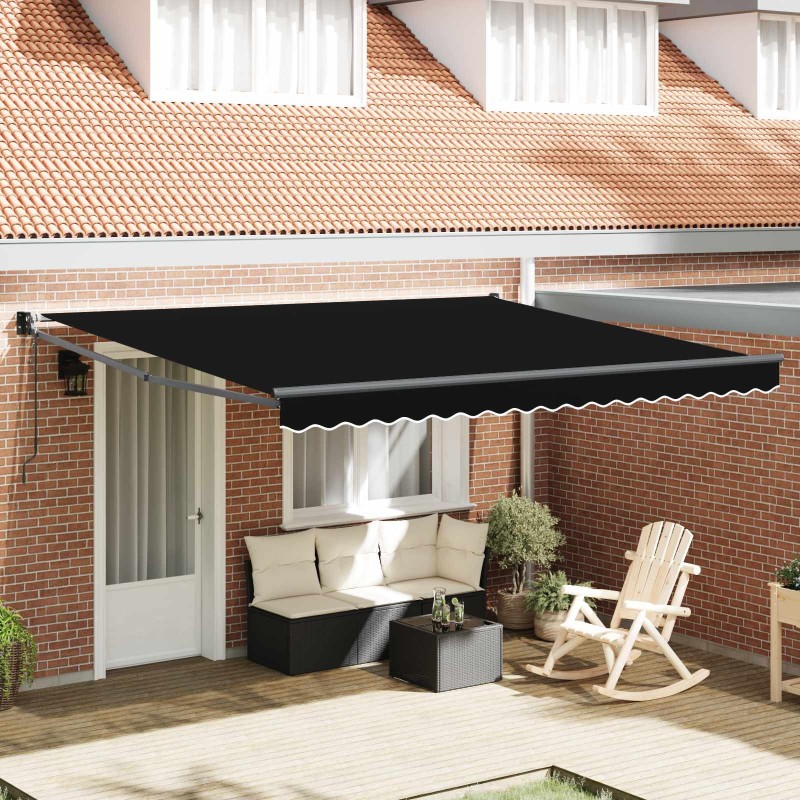 Auvent Rétractable Noir 400 × 300 cm Polyester et Aluminium 515067515067