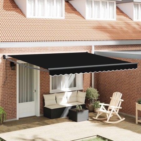 Auvent Rétractable Noir 400 × 300 cm Polyester et Aluminium 515067515067