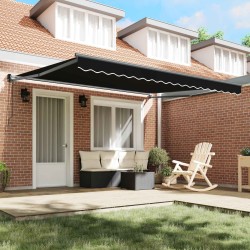 Auvent Rétractable Noir 400 × 300 cm Polyester et Aluminium 515067515067