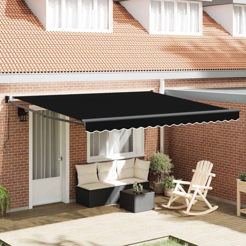 Auvent Rétractable Noir 400 × 300 cm Polyester et Aluminium 515068515068