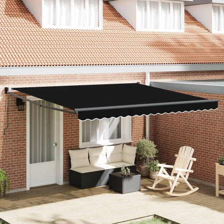 Auvent Rétractable Noir 400 × 300 cm Polyester et Aluminium 515068515068