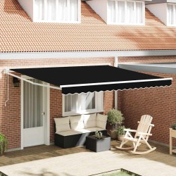 Auvent Rétractable Noir 400 × 300 cm Polyester et Aluminium 515069515069