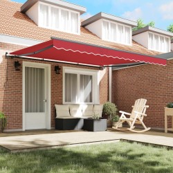 Auvent Rétractable Rouge 400 × 350 cm Polyester et Acier 515072515072