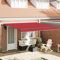 Auvent Rétractable Rouge 400 × 350 cm Tissu et Aluminium 515075515075