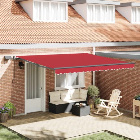 Auvent Rétractable Rouge 400 ×350 cm tissu 515082515082