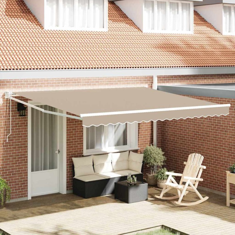 Auvent Rétractable Beige 400 × 300 cm Polyester et Aluminium 515086515086