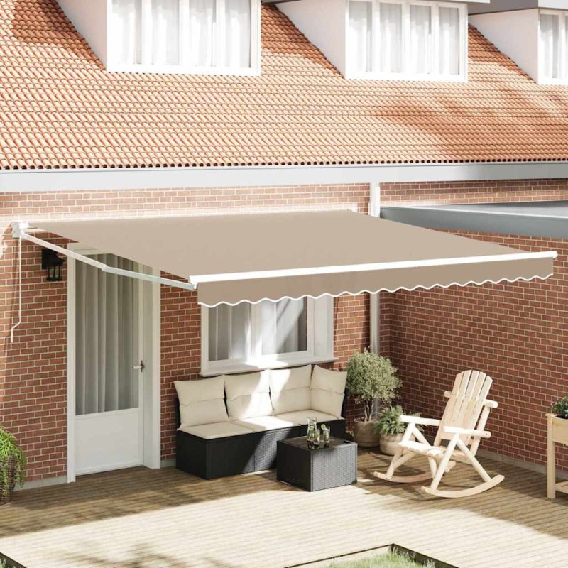 Auvent Rétractable Beige 400 × 300 cm Polyester et Aluminium 515095515095