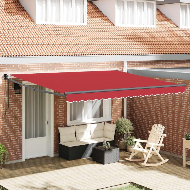 Auvent Rétractable Rouge 400 × 300 cm Polyester et Aluminium 515097515097