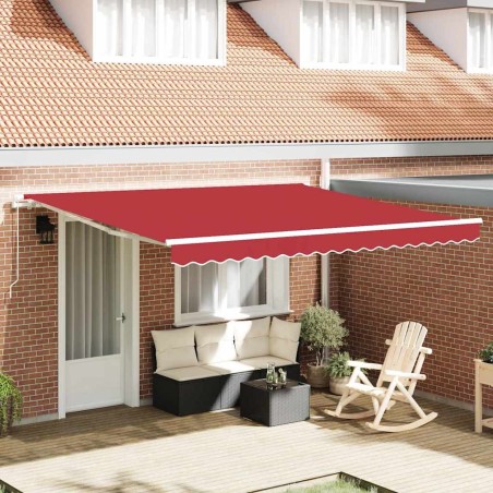 Auvent Rétractable Rouge 400 × 300 cm Polyester et Aluminium 515107515107