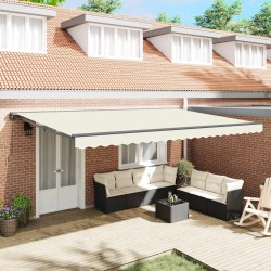 Cadre d'auvent Crème 500 × 300 cm Polyester avec revêtement PU 515113515113