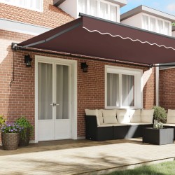 Cadre d'auvent Marron 500 × 300 cm Polyester avec revêtement PU 515116515116