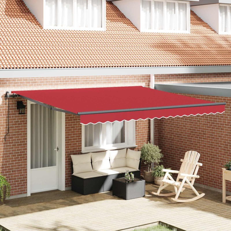 Auvent Rétractable Rouge 400 × 300 cm Tissu et Aluminium 515134515134