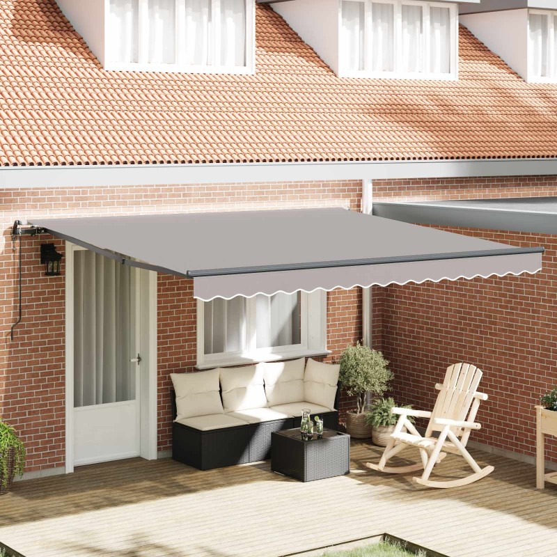 Auvent Rétractable Gris clair 400 × 300 cm Tissu et Aluminium 515141515141