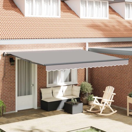 Auvent Rétractable Gris clair 400 × 300 cm Tissu et Aluminium 515141515141