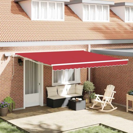 Auvent Rétractable Rouge 400 × 300 cm Tissu et acier 515148515148