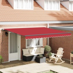 Auvent Rétractable Rouge 400 × 300 cm Polyester et Acier 515149515149
